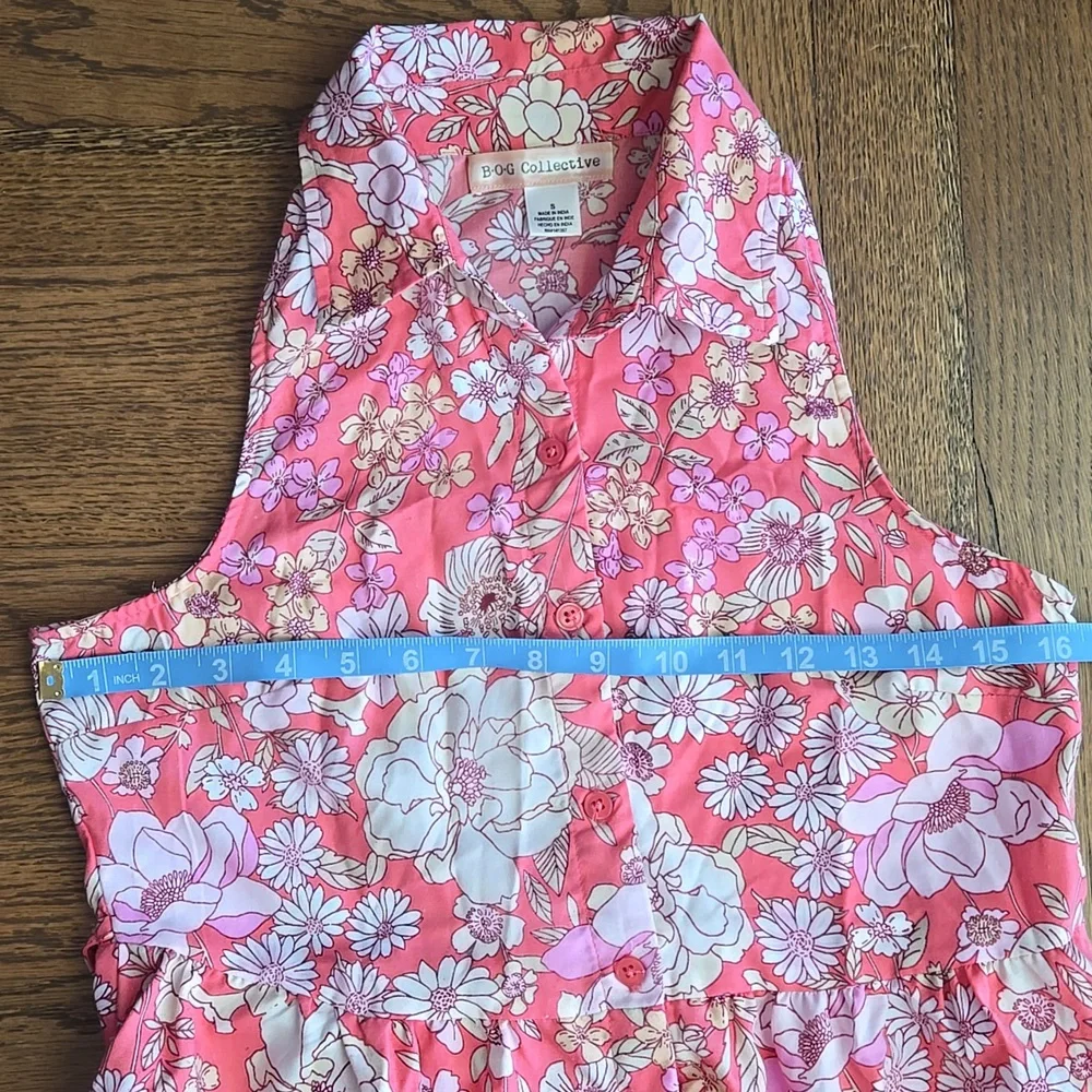 BOG Collective Floral Sleeveless Prairie Style Dress Salmon Pink Size S - Picture 8 of 8